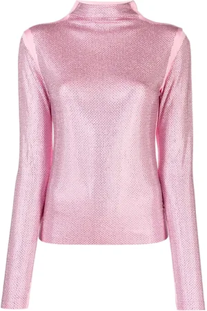 Patrizia Pepe Rhinestone-embellished high-neck T-shirt