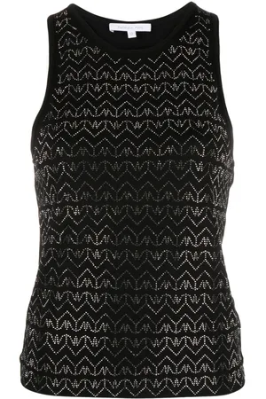 Patrizia Pepe Fly-monogram crystal-embellished tank top
