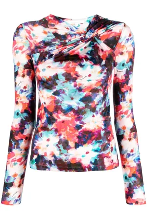 Patrizia Pepe Hybrid flower-print knot-detail jersey top