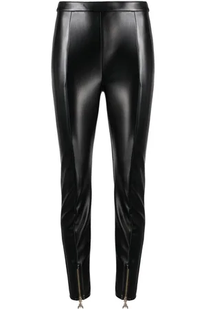 Patrizia Pepe Mid-rise coated slim trousers