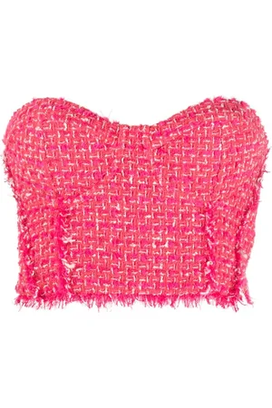 Patrizia Pepe Frayed tweed bustier top