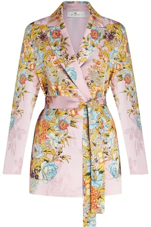 Etro Floral-jacquard belted silk jacket
