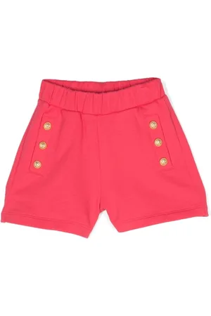 Balmain Button-embossed cotton shorts