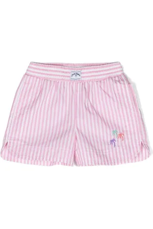 Palm Angels 3 Palms-embroidered striped shorts