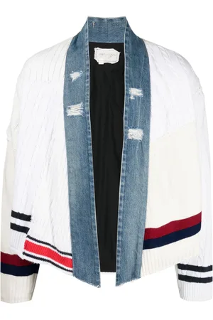 GREG LAUREN Panelled cable-knit cardigan