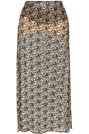 The Attico Embroidered semi-sheer skirt