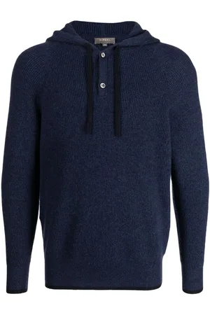 N.PEAL Half-button ribbed hoodie