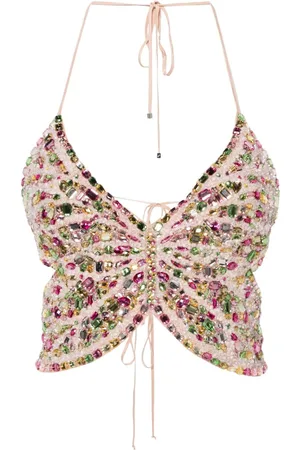BLUMARINE Rhinestoned halterneck top