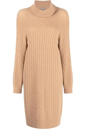 N.PEAL Cable-knit roll-neck dress