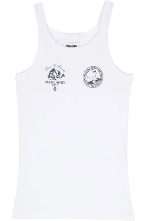 MAGLIANO Logo-print ribbed top