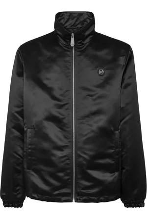 Philipp Plein Logo-appliqué satin-finish windbreaker