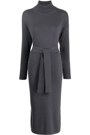 N.PEAL High-neck belted-waist dress