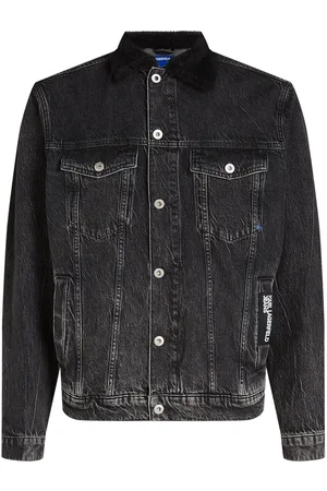 Karl Lagerfeld Logo-tag shearling-collar denim jacket