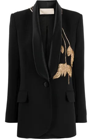 Elie saab Metallic leaf-embroidered blazer