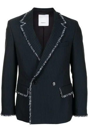 Ports V Fringe-trim double-breasted blazer