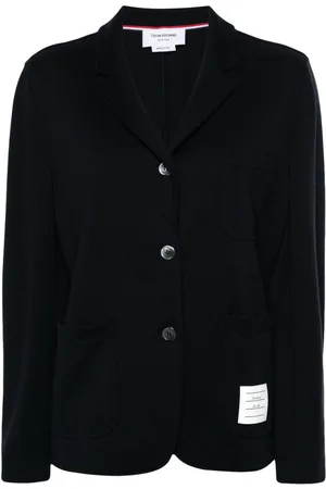 Thom Browne Logo-patch virgin wool blazer