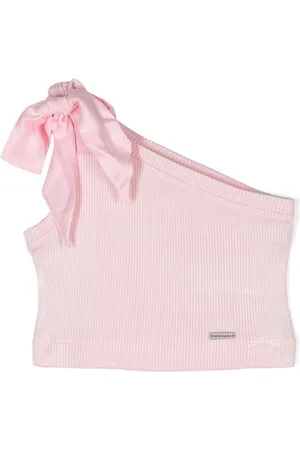 MONNALISA Bow-detailed one-shoulder top
