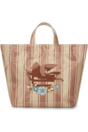 Etro Large Pegaso-motif striped-jacquard tote bag