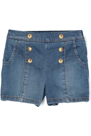Balmain Lion-Head-buttons denim shorts