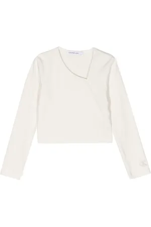 Calvin Klein Logo-embroidered asymmetric knit top