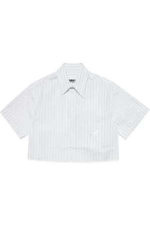 Maison Margiela Logo-print striped cotton shirt