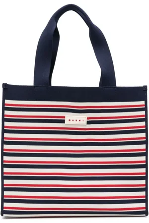 Marni Logo-patch jacquard-striped tote bag