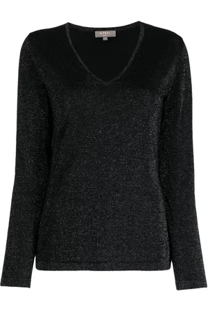 N.PEAL Lurex-detail cashmere jumper