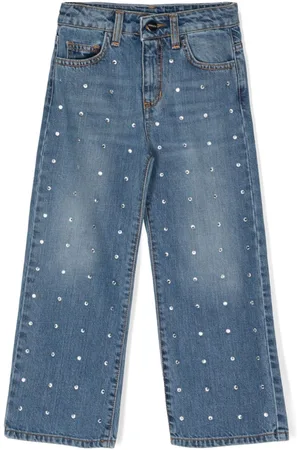 BARROW Rhinestone-embellished wide-leg jeans