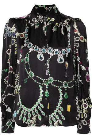 John Richmond Graphic-print satin shirt