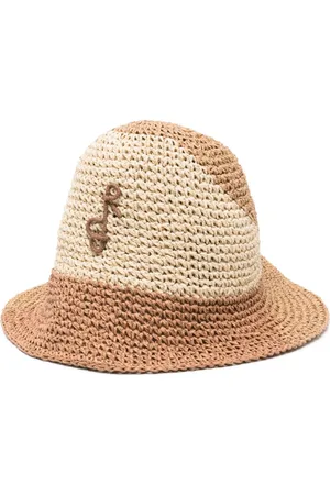 Ruslan Baginskiy Monogram-appliqué straw bucket hat