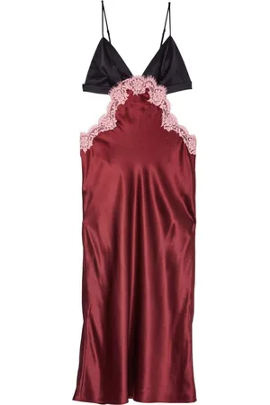 FLEUR DU MAL Lace cut-out slip dress