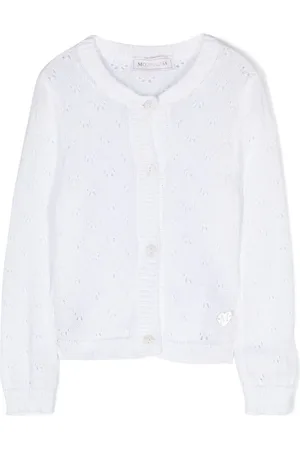 MONNALISA Pointelle-knit cotton cardigan