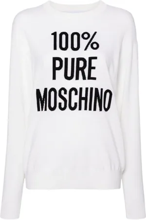 Moschino Slogan intarsia-knit jumper