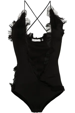 CHRISTOPHER ESBER Carina ruffled silk bodysuit