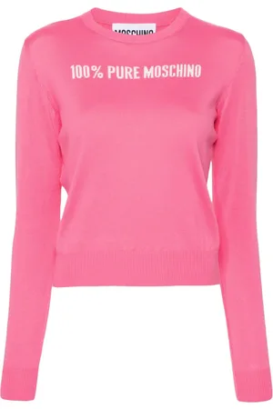 Moschino Slogan intarsia-knit jumper