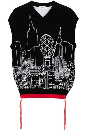 OFF-WHITE Intarsia-knit sleeveless jumper
