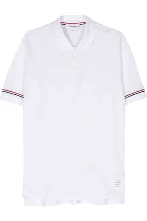 Thom Browne RWB-stripe fine-knit polo shirt