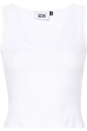 GCDS Sequinned-logo ribbed top