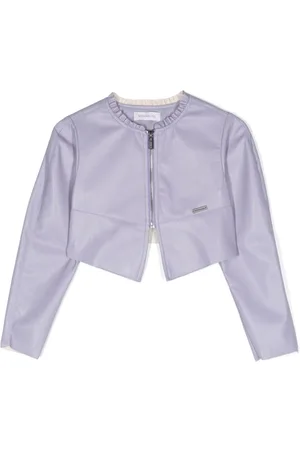 MONNALISA Logo-plaque faux-leather jacket