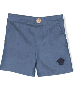 VERSACE Medusa-embroidered chambray shorts