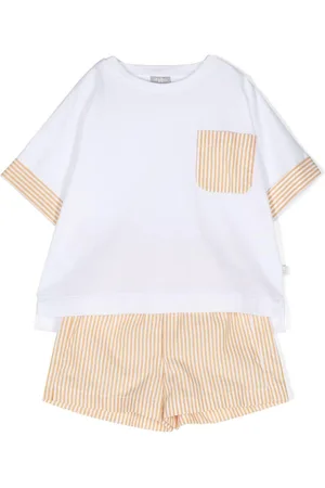 Il gufo Striped cotton T-shirt and shorts set