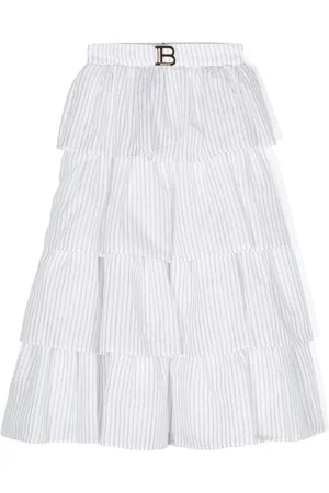 Balmain Logo-plaque striped skirt
