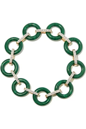 Mateo 14kt yellow malachite and diamond bracelet