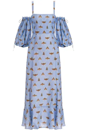 Agua by Agua Bendita Mercedes Polilla linen midi dress