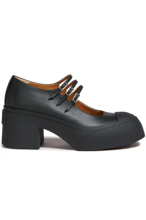 Marni Buckle-strap leather pumps