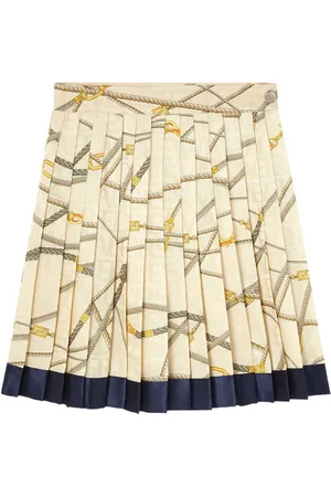 VERSACE Logo-print silk pleated skirt