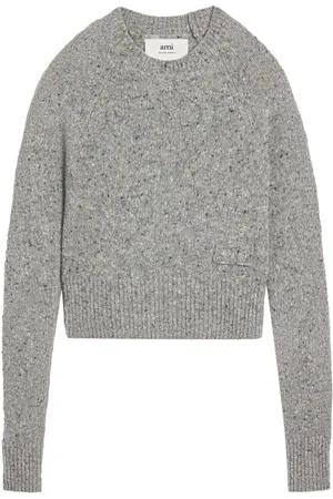 Ami Speckled-knit virgin wool-blend jumper