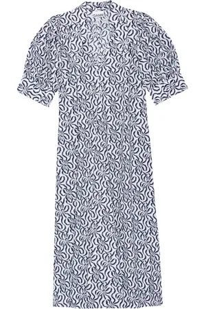 Ganni Graphic-print organic-cotton midi dress