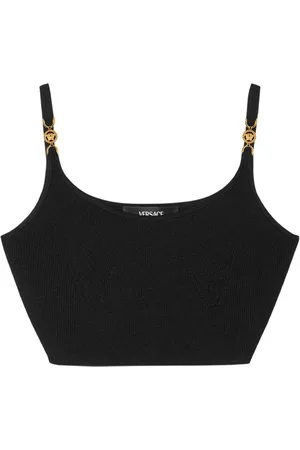 Versace Distressed ribbed-knit Crop Top - Farfetch