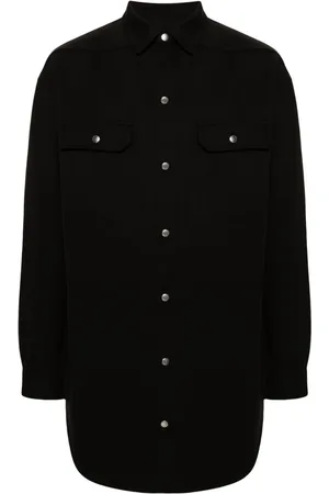 Rick Owens Classic-collar silk blend coat